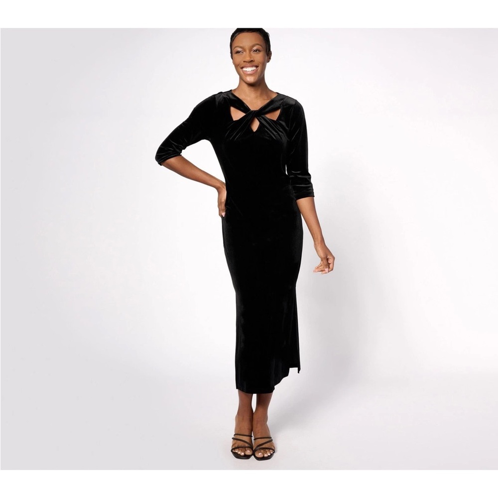 Attitudes by Renee Black Velvet Knit Dress, XLP, NWT